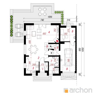  Maja budleiades (B) 1. korruse plaan